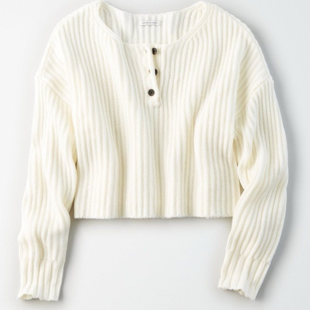 American Eagle Outfitters White Ribbed Sweater